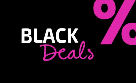 BLACK Deals – großer pinker Prozentzeichen auf schwarzem Hintergrund