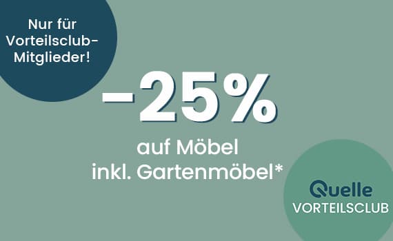 25 % Rabatt auf Möbel inkl. Gartenmöbel – Nur für Vorteilsclub-Mitglieder, Quelle Vorteilsclub-Logo rechts