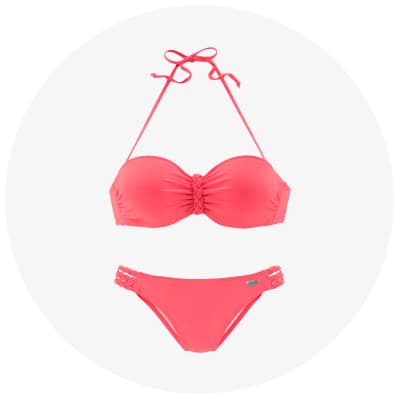 Peachfarbener Bandeau-Bikini