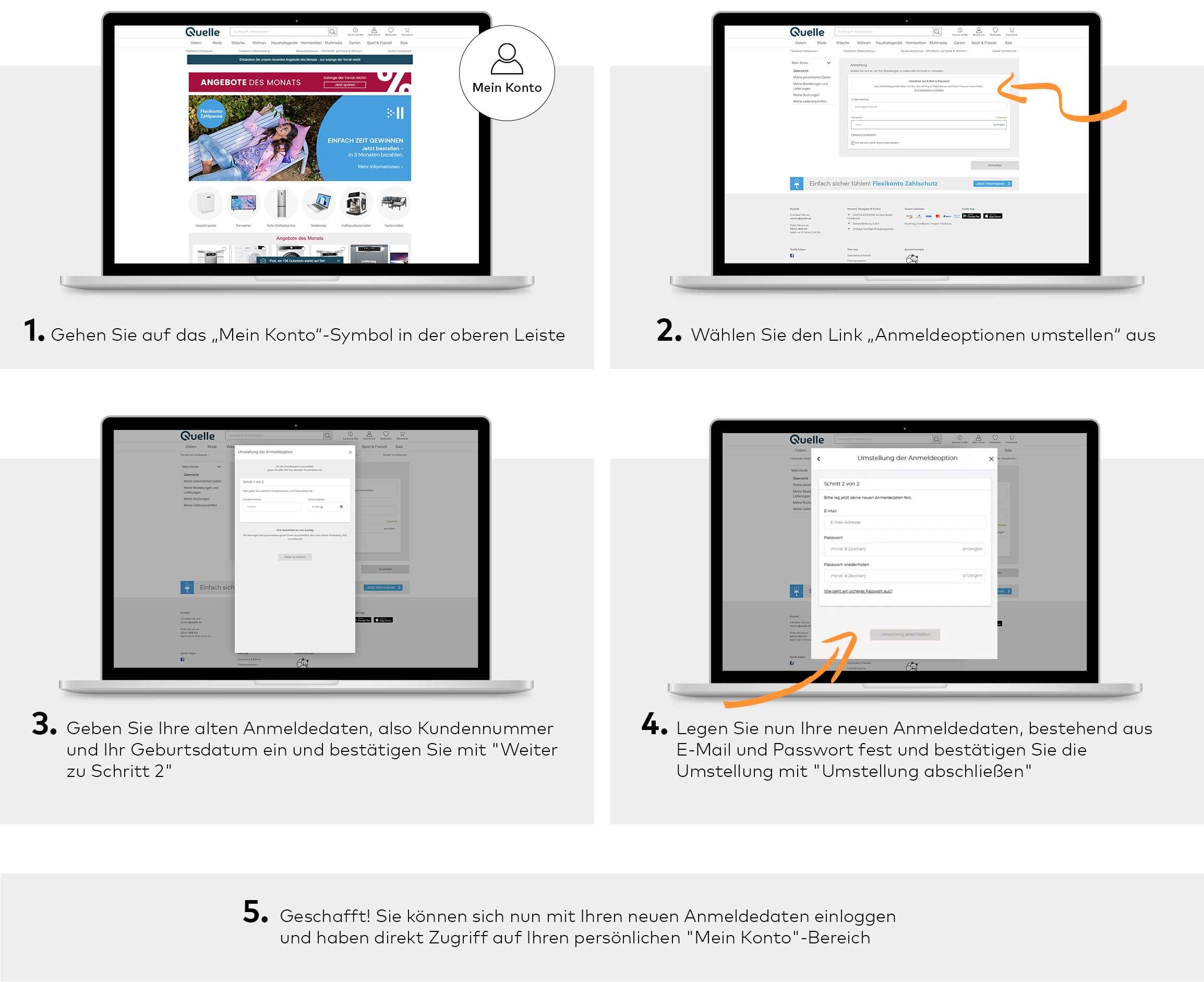 Umstellung am PC, Handy oder Tablet
