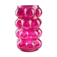 Pinkfarbene Vase mit rundlichen Erhebungen in mehreren Reihen.