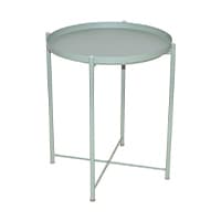 Runder Beistelltisch mit vier schlanken Beinen und einer erhöhten Kante auf der Tischplatte