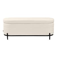 Beige gepolsterte Bank mit schwarzen Beinen, rechteckige Form, Ansicht von vorne, einfache und moderne Gestaltung