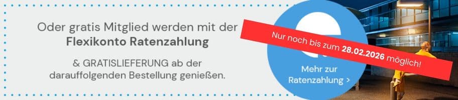 Nur noch bis zum 28.02.2026 möglich. Mit der Zahlart Ratenzahlung gratis Vorteilsclub-Mitglied werden!