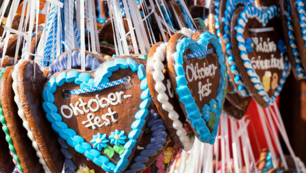 typical souvenir at the oktoberfest in munich - a gingerbread heart - lebkuchenherz