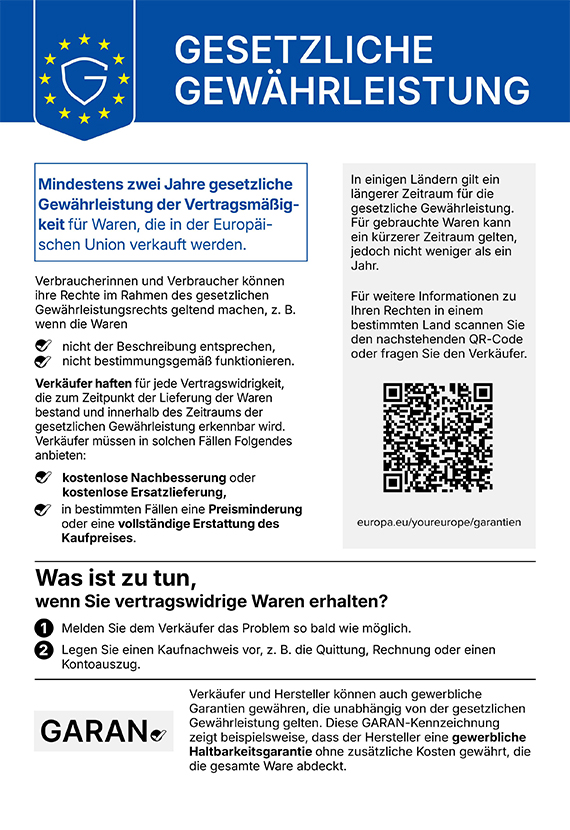 Offizielle Legal Card zur gesetzlichen Gewährleistung