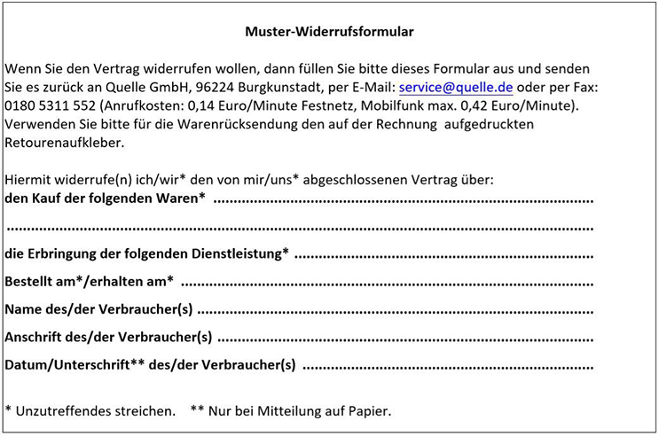 Muster Widerrufsformular