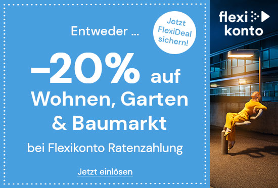 -20% auf Wohnen, Garten & Baumarkt bei Flexikonto Ratenzahlung im Quelle Online Shop kaufen